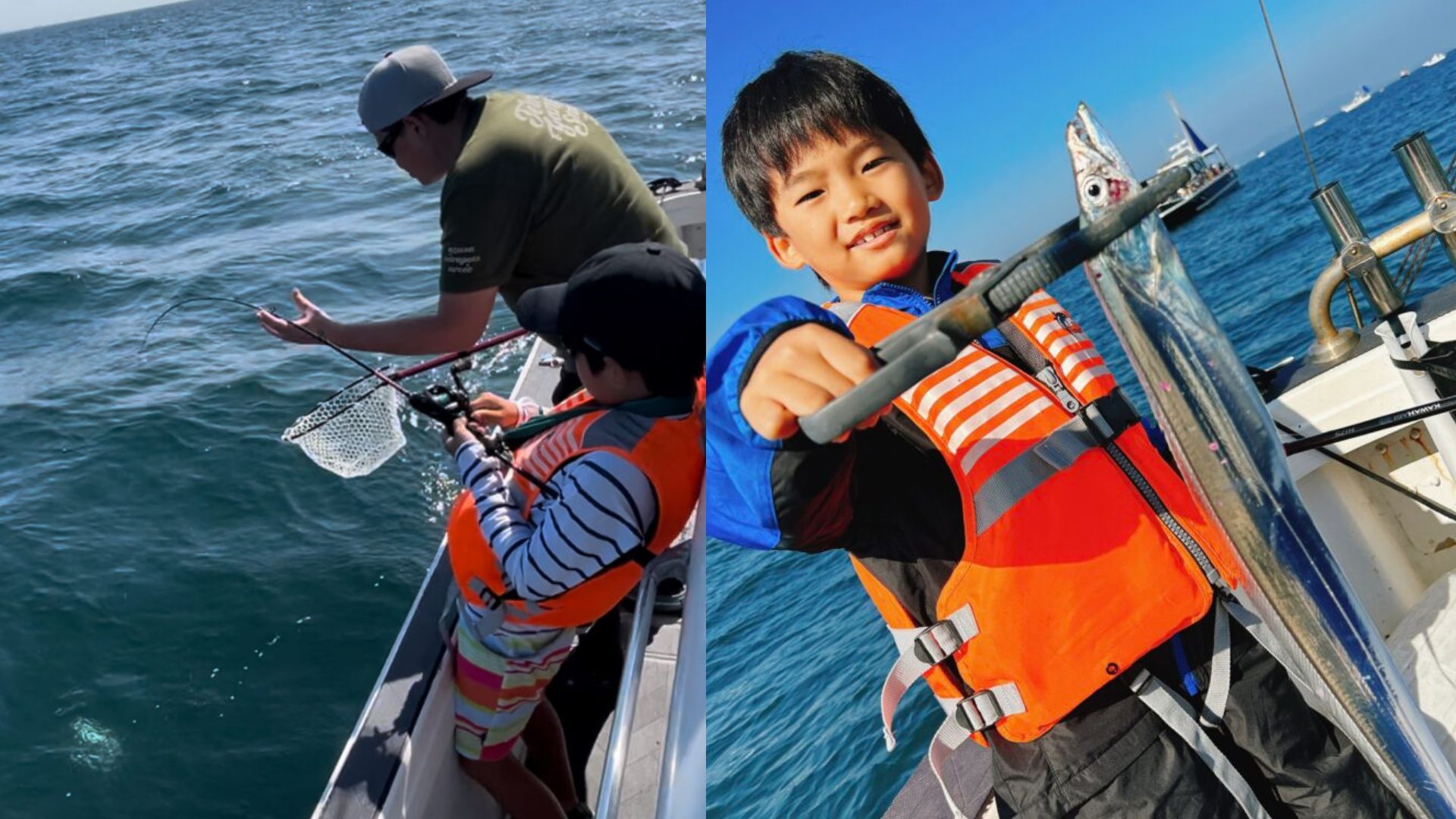 The thrill of reeling in the first catch of the day!