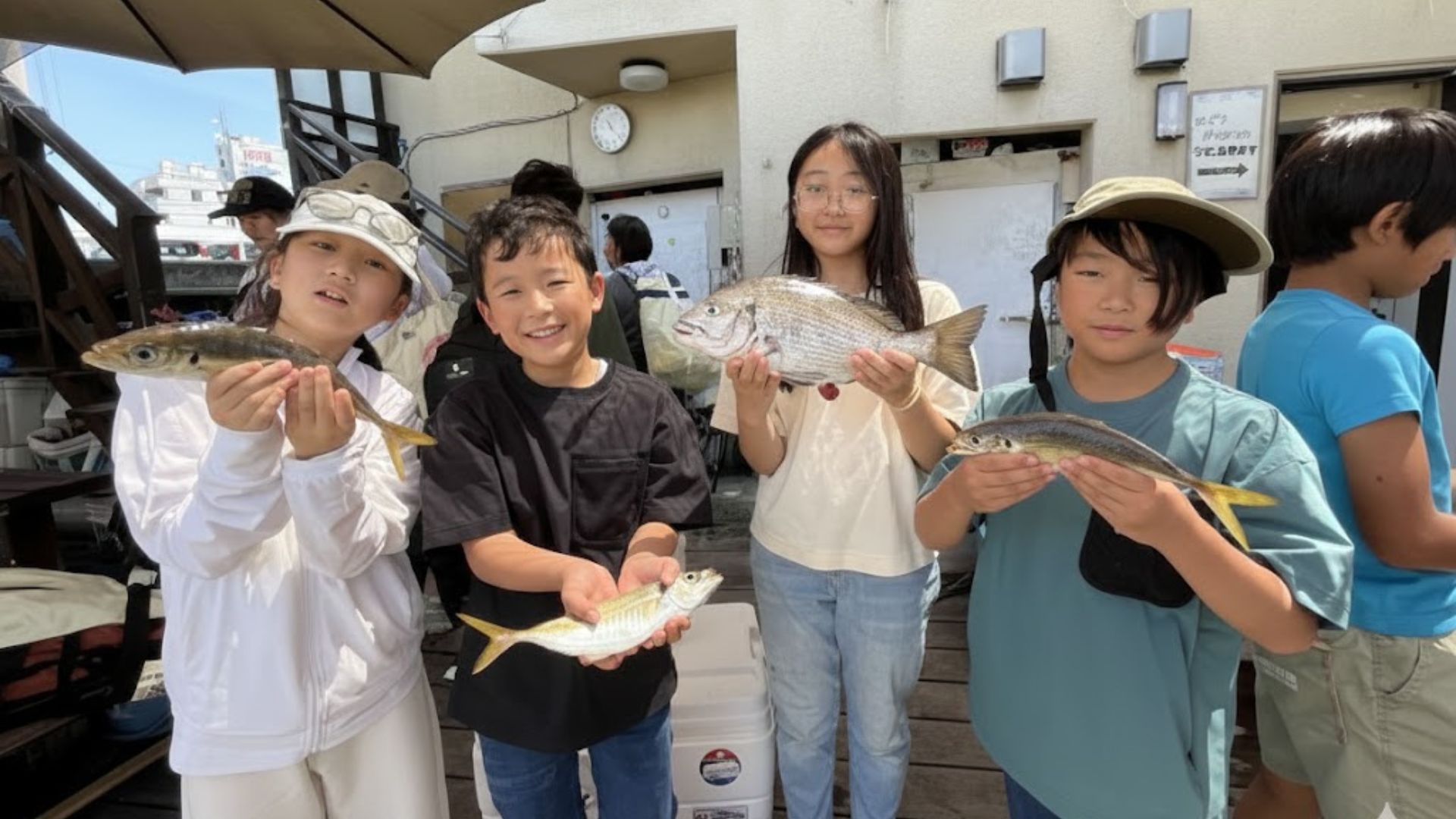 The thrill of reeling in the first catch of the day!