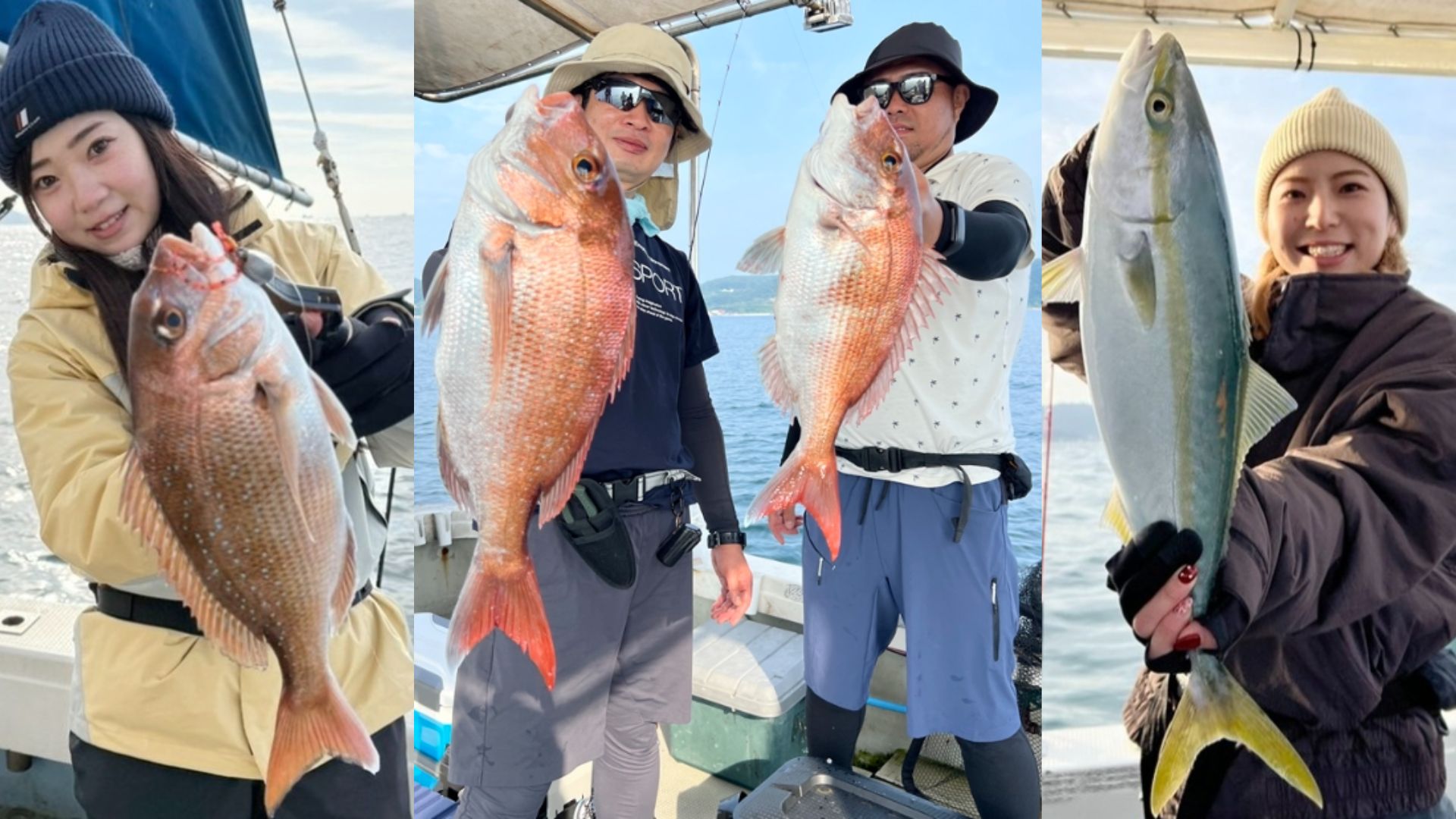 The thrill of reeling in the first fish of the day in front of Akashi Kaikyo Bridge.