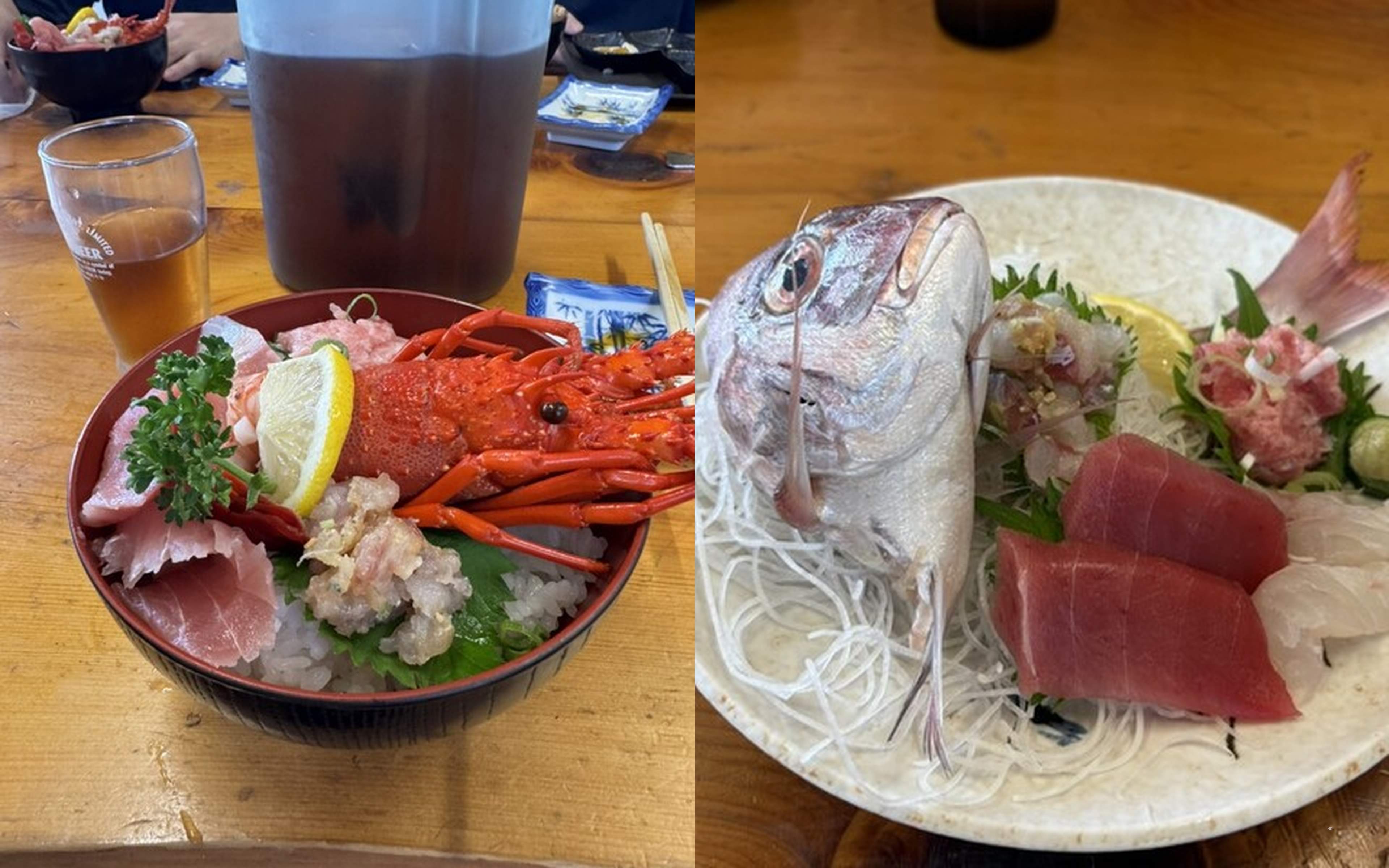 Freshly prepared seafood meal using the day's catch in Minamiboso.