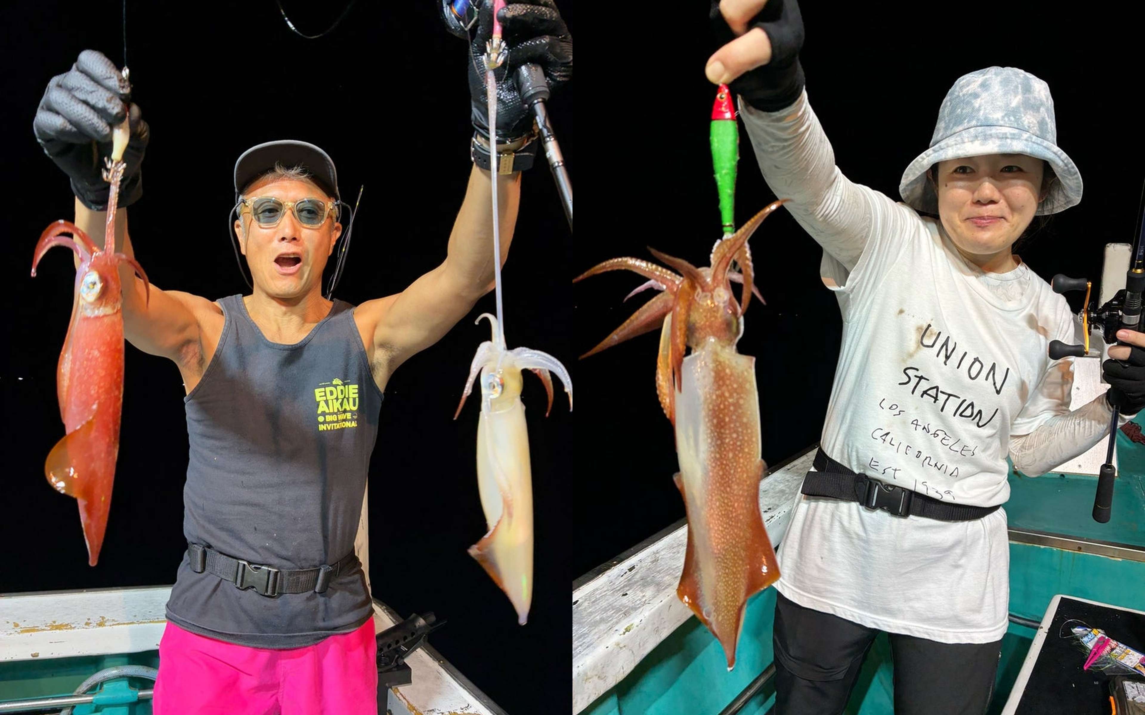 The thrill of reeling in the first catch of the day on Ryo-ei Maru!
