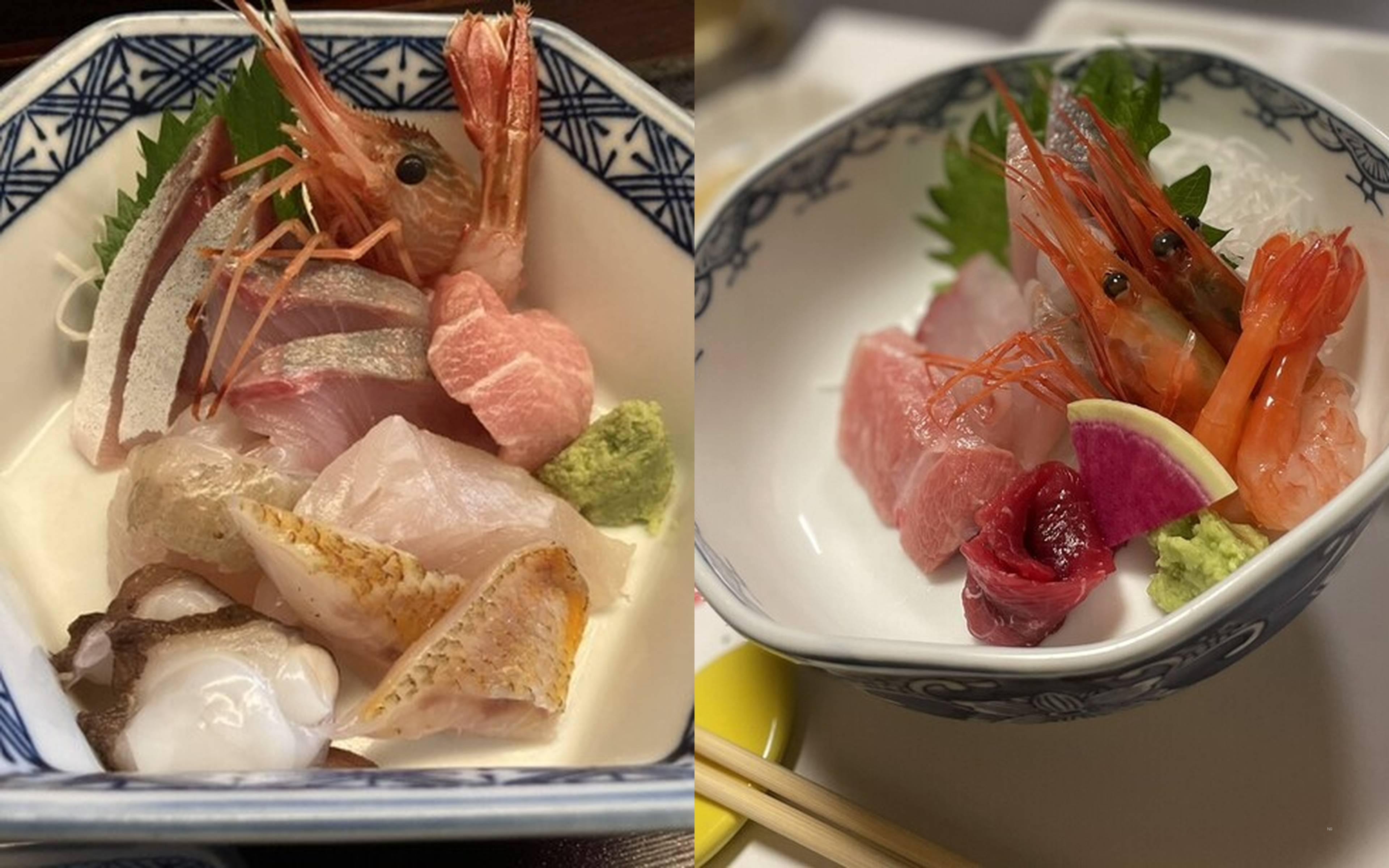A sashimi platter served at a seafood restaurant near the dock